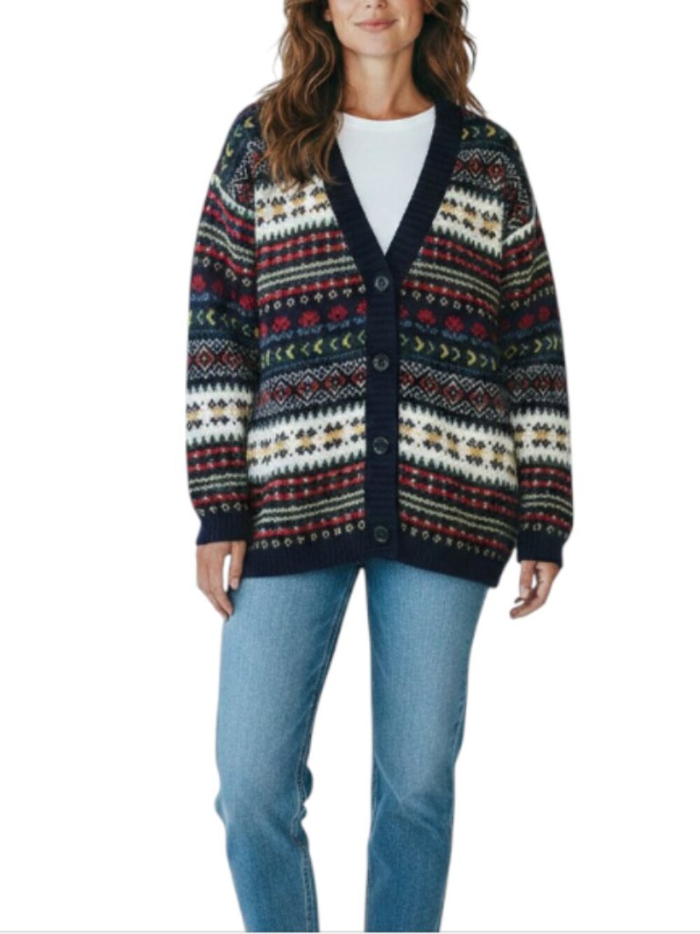 EDINBURGH Lambswool Cardigan Sz M VTG 80's Oversize Holiday Cozy Made Scotland
